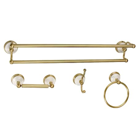 Kingston Brass BAK1113478BB 4-Pieces Dual Towel Bar Bathroom Hardware Set, Brushed Brass BAK1113478BB